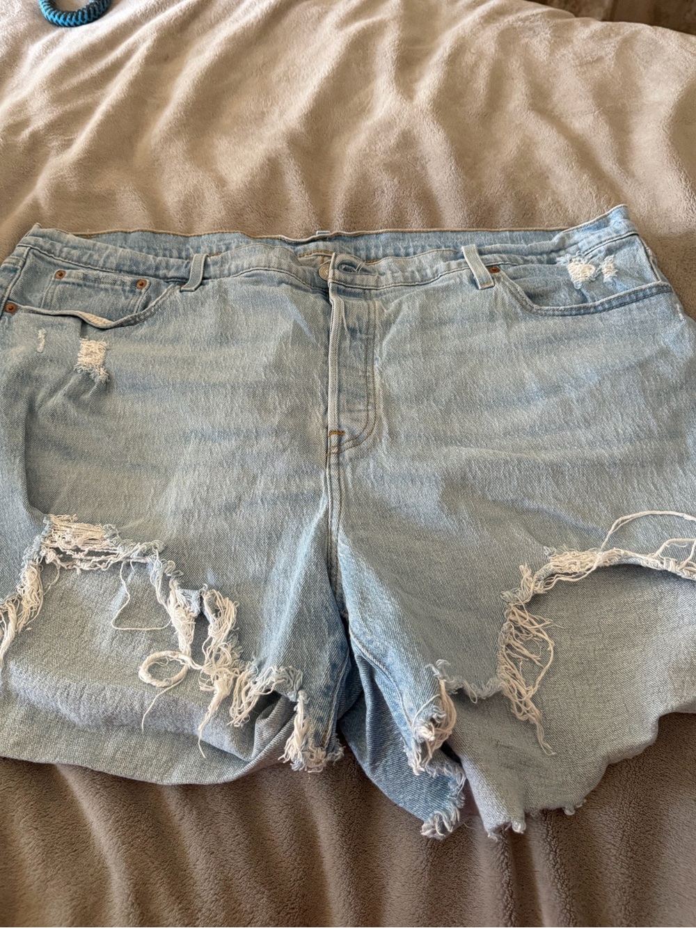 Levi's Light Blue Distressed Denim Cutoff Shorts